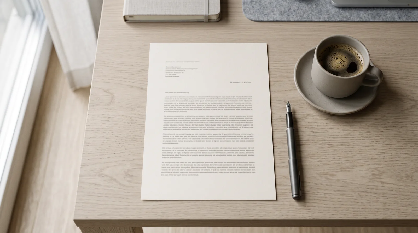 CV imprimé posé sur un bureau clair à côté d'une tasse de café